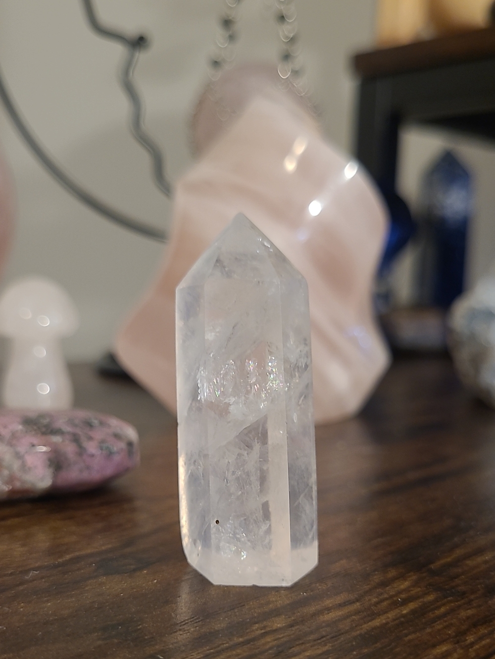 Natural Light Rose Quartz Crystal Point - Very Light Pink